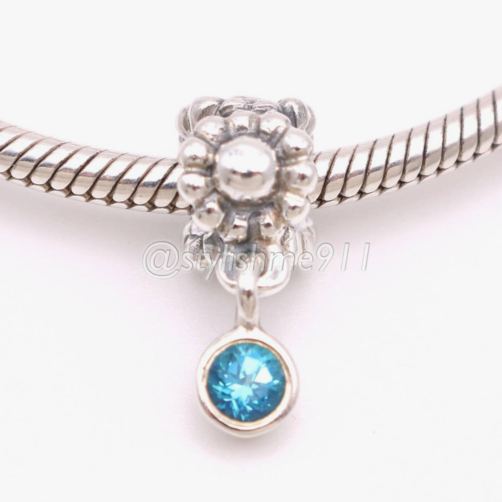 Authentic PANDORA Retired Blue Dew Drop Dangle Charm